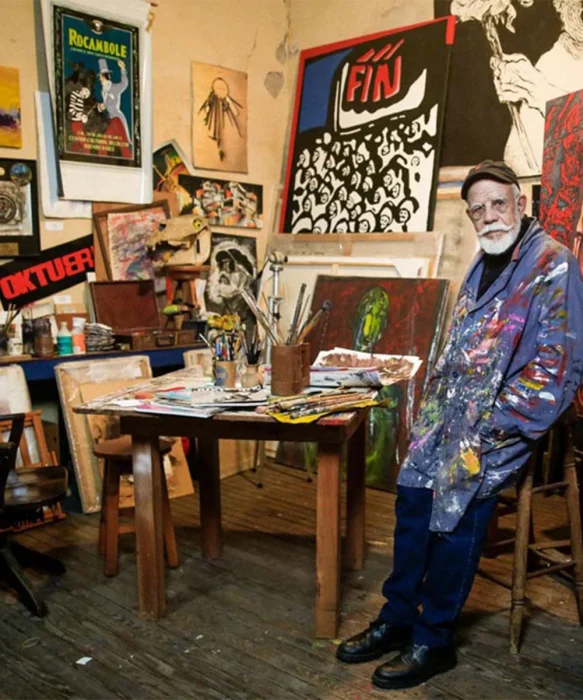 Rocambole con un mameluco, en su taller de arte